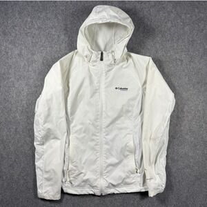 Columbia Titanium Omni-Shield White Hooded Windbreaker Jacket Womens Medium